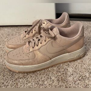 Nike Air Force 1 Pink and Gold Sneakers Size 8.5